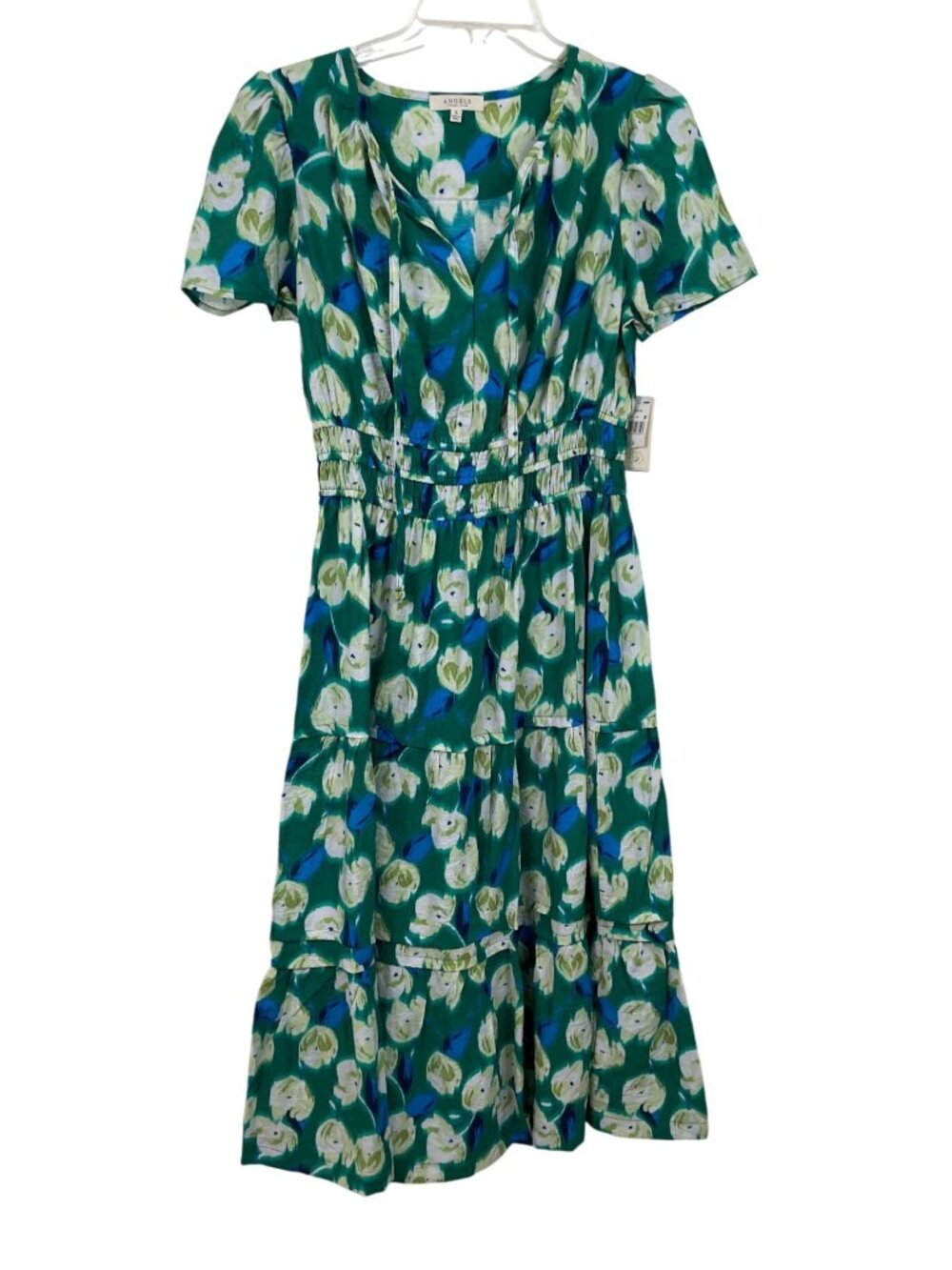 Angels Forever Young Green Floral Midi Dress Womens Size Small